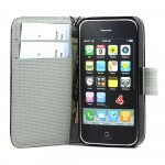 Wholesale iPhone 4S / 4 Anti-Slip Flip Leather Wallet Case with Stand (Black)